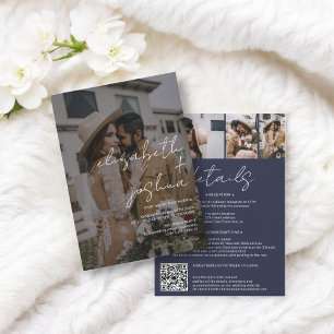 Invitation Noms calligraphie marine 4 photo tout en un mariag