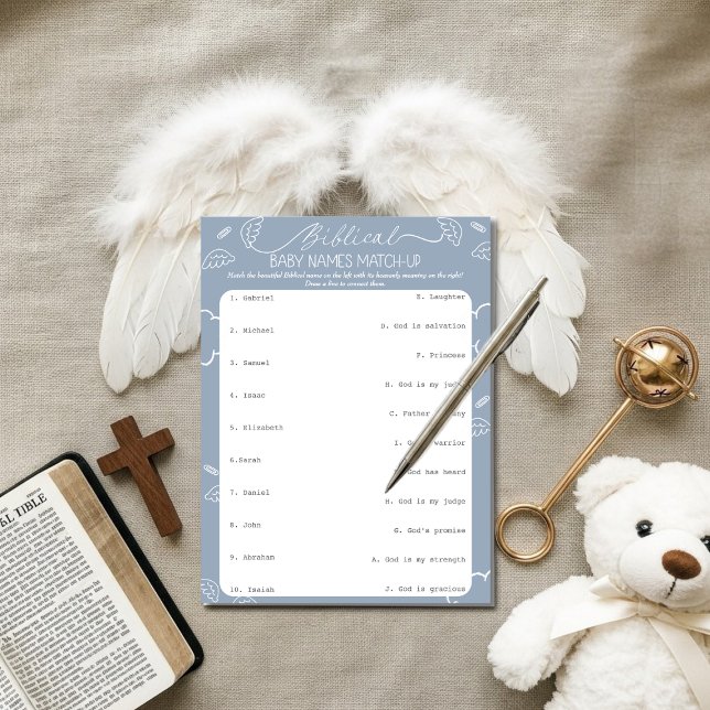 Invitation Noms de bébé bibliques Heavenly Blue (Heavenly Blue Biblical Baby Names Match-Up)