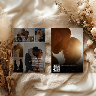 Invitation Noms de code Qr de script moderne 6 photos Mariage