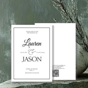 Invitation Noms de code QR minimaliste moderne Calligraphie n