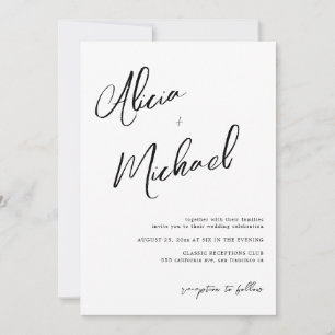 Invitation Noms de couple simples script QR CODE mariage