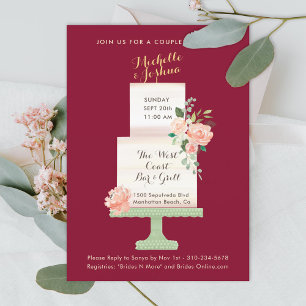 Invitation Noms de fête de mariage Cake Topper Aquarelle Flor