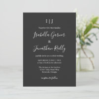 Noms de mariage en écriture minimaliste gris foncé