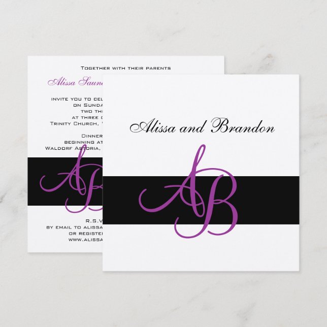 Invitation Noms de monogrammes d'invitation de noces d'argent (Devant / Derrière)