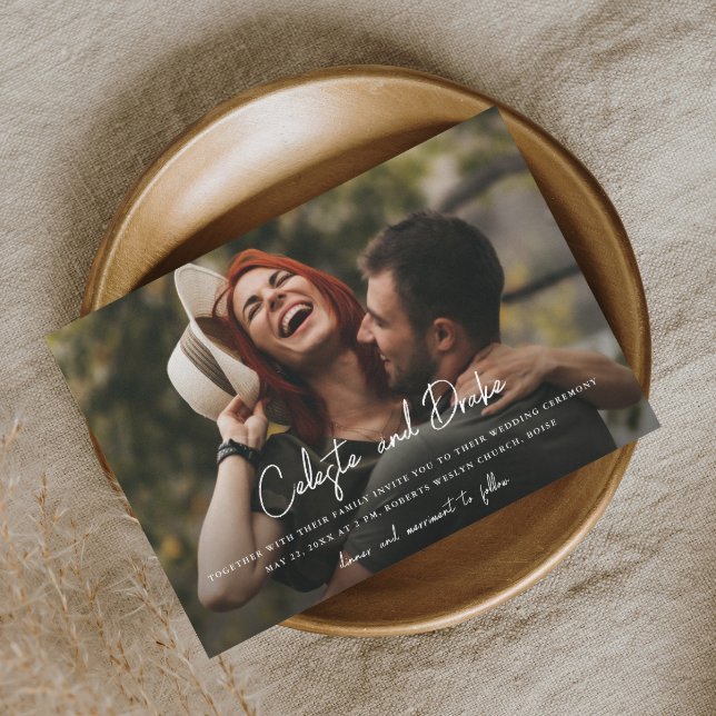 Invitation Noms de script moderne Photo Mariage (Créateur téléchargé)