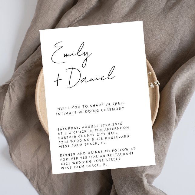 Invitation Noms de scripts simples pour un mariage intime à l (Créateur téléchargé)
