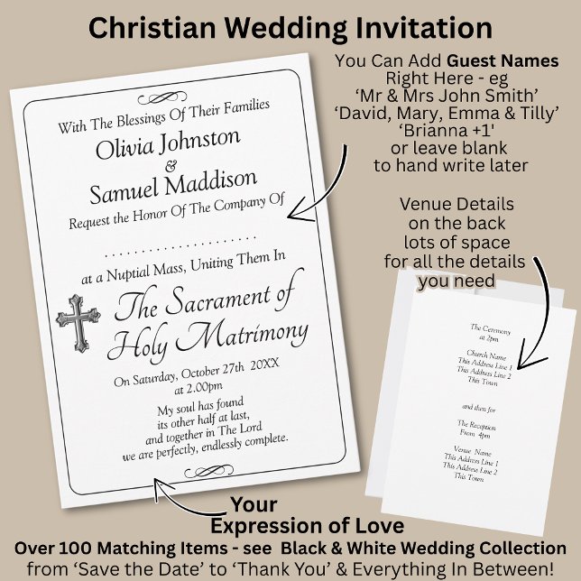 Invitation Noms des invités, Noir & Blanc avec défilement inf (Créateur téléchargé)