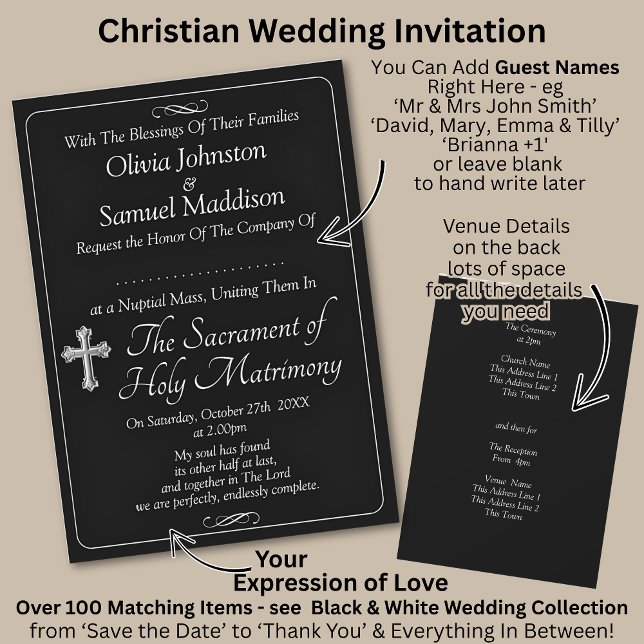 Invitation Noms des invités, Noir & Blanc avec défilement inf (Créateur téléchargé)