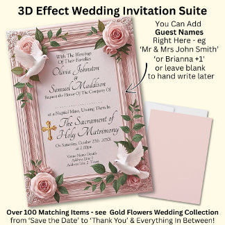 Invitation Noms des invités, roses roses chrétiennes et maria