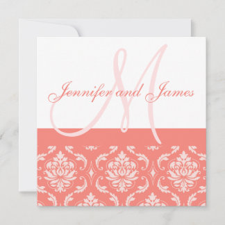 Invitation Noms des monogrammes Corail Damask