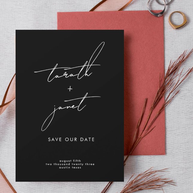 Invitation NOMS ÉLÉGANTS | Photo QR Code Enregistrer NOTRE Da (Créateur téléchargé)