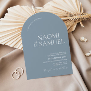 Invitation Noms Gras Modernes Arch Dusty Mariage Bleu