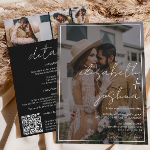 Invitation Noms image script noir 4 photo tout en 1 mariage