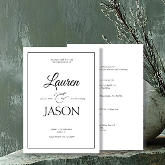 Invitation Noms minimalistes modernes Calligraphie noir (Créateur téléchargé)