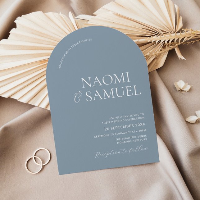 Invitation Noms Modernes Audacieux Mariage Bleu Poussiéreux A (Créateur téléchargé)
