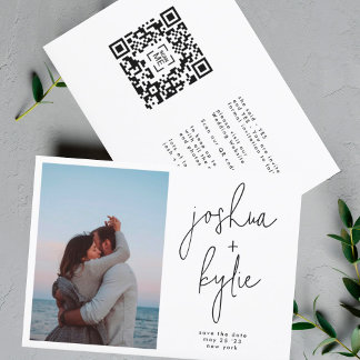 Invitation Noms modernes Photo Code QR personnalisé Enregistr
