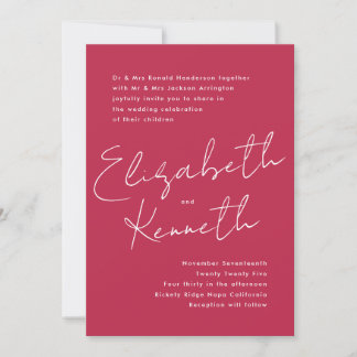 Invitation Noms personnalisés modernes simples Red Magenta