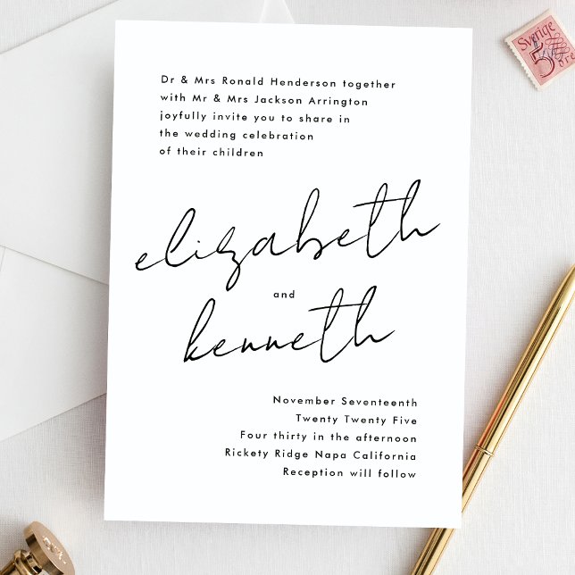 Invitation Noms personnalisés simples et modernes Mariage bla (Créateur téléchargé)