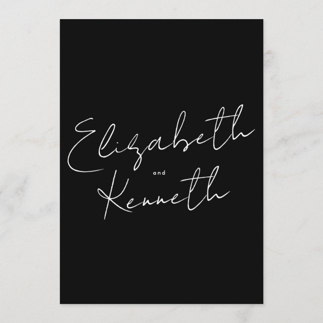 Invitation Noms personnalisés simples et modernes Mariage bla (Dos)