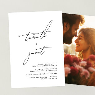 Invitation NOMS Premium Mariage photo noir et blanc élégant