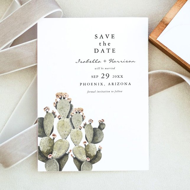 Invitation NORAH Bohemian Watercolor Cactus Enregistrer la da (Créateur téléchargé)