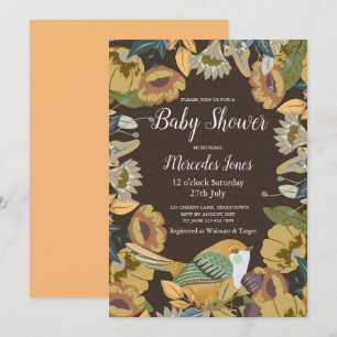 Invitation Nordic Folk Art Floral Bird Baby shower