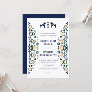 Invitation Nordic Folk Dala Horse Scandinave Mariage V2