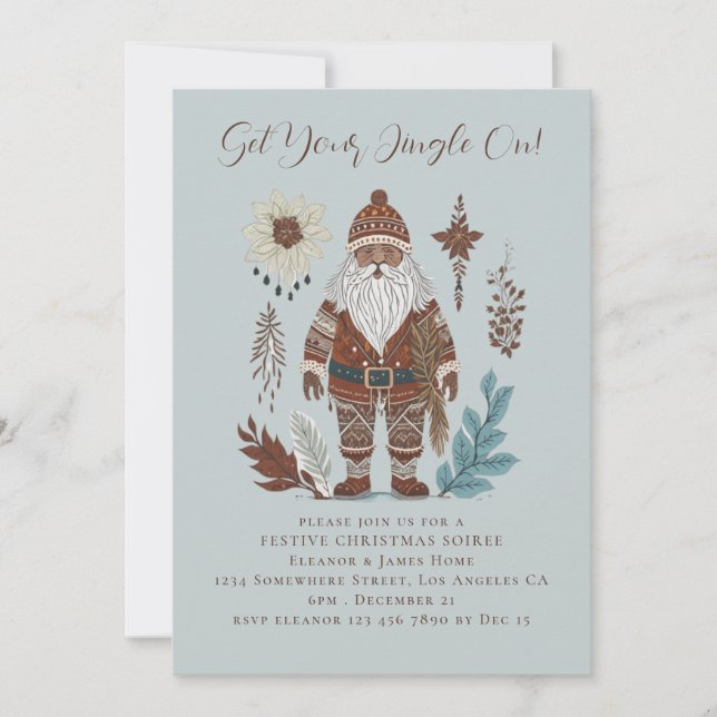 Invitation Nordique Père Noël Joyeux Noël (Devant)