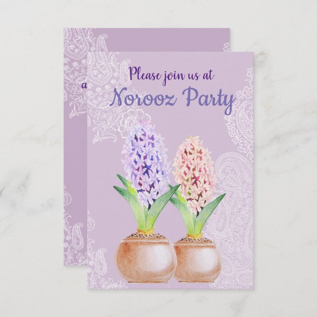 Invitation Norooz parti Hyacinth violet (Devant / Derrière)