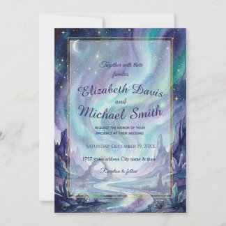 Invitation Northern Lights Night Sky Romantic Landscape