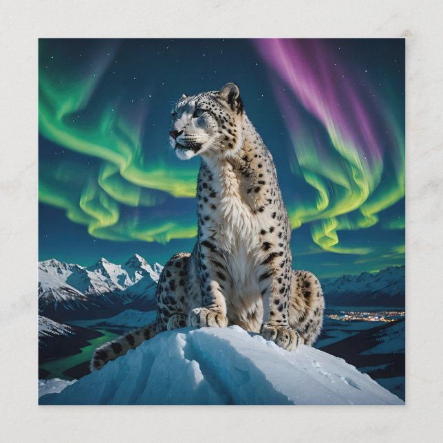 Invitation “Northern Sky Wanderer” – Snow Leopard Portrait (Devant)