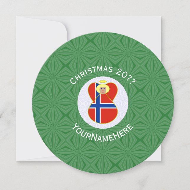 Invitation Norwegian Angel Flag Christmas Personalize Round (Devant)