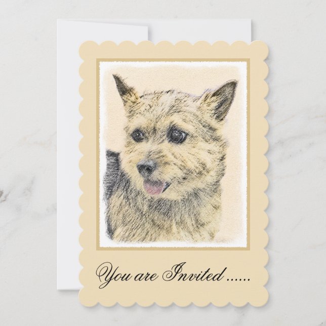 Invitation Norwich Terrier Peinture - Cute Original Chien Art (Devant)