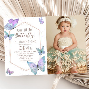 Invitation Nos Petites Filles Papillons Photo Anniversaire