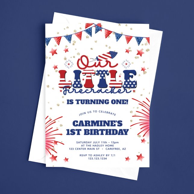 Invitation Nos Petits Garçons Firecracker 1er Anniversaire (Créateur téléchargé)