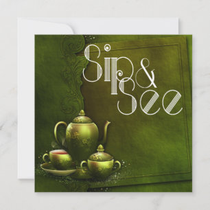 Invitation Nostalgale Thé Forêt Sip et voir Baby shower