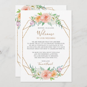 Invitation Note de bienvenue du Mariage de fleurs d'aquarelle