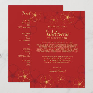Invitation Note de bienvenue pour mariage aux fleurs de ceris