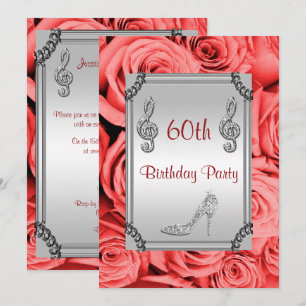 Invitation Note de musique de diamant, stylet et roses rouges