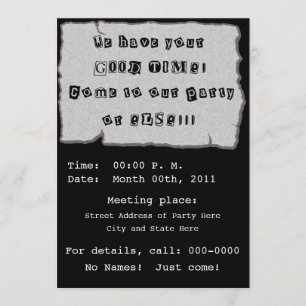 Invitation Note de rançon pour la partie