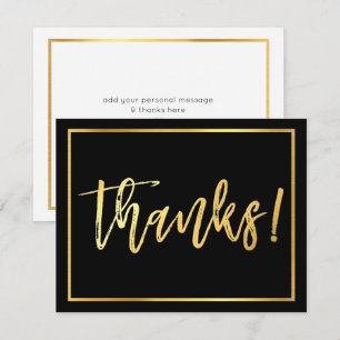 Invitation NOTE DE REMERCIEMENT écriture manuscrite or noir s