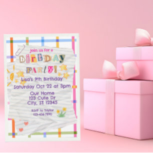 Invitation Note spéciale, fête d'anniversaire mignonne