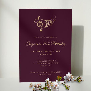 Invitation Notes de musique de script élégant Anniversaire