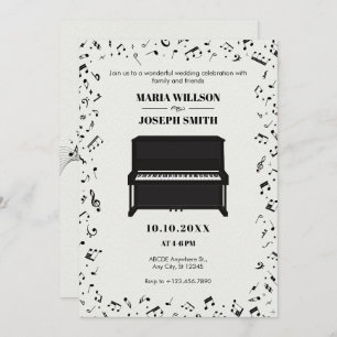Invitation notes de musique pour piano mélodie mariage