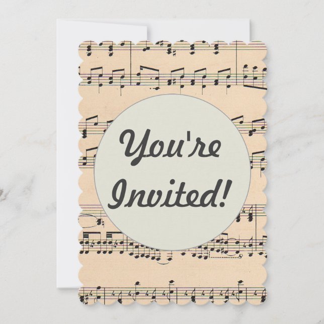 Invitation Notes de partition vintage (Devant)
