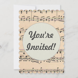 Invitation Notes de partition vintage