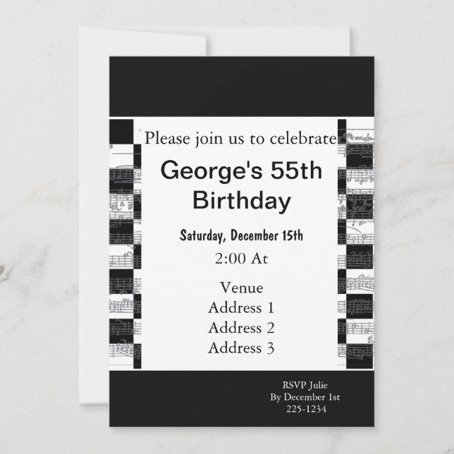 Invitation Notes musicales Anniversaire (Devant)