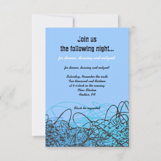 Invitation NOTES MUSICALES CRAZY Bat mitzvah Party Card (Devant)