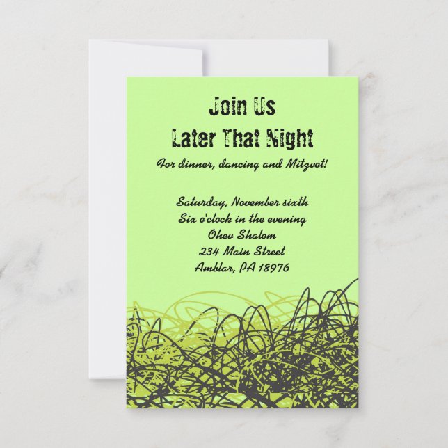 Invitation NOTES MUSICALES CRAZY Bat mitzvah Party Card (Devant)