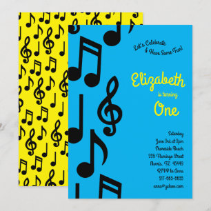 Invitation Notes musicales Jote Kids 1er anniversaire fête